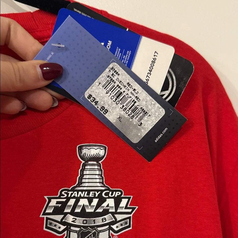 NWT Adidas Red Go-To Tee Washington Capitals Ovechkin Stanley Cup Finals size XL - Picture 3 of 10